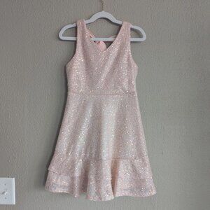 Poppies and Roses Pink Sequin Bow Back Dress | Size 8